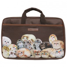 Легкий портфель с рисунками кошек со множеством отделений